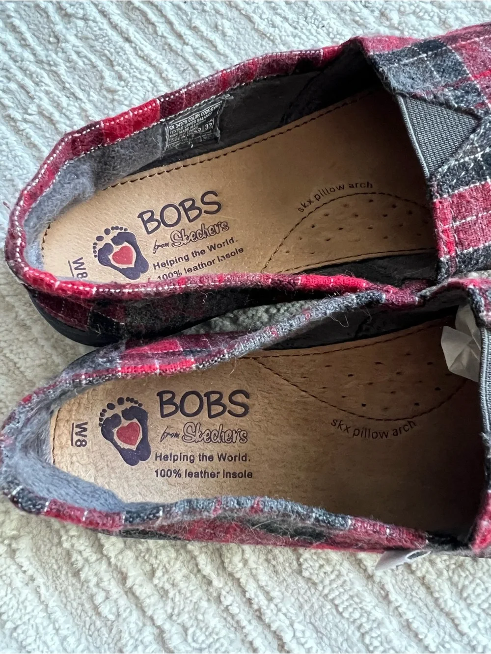 BOBS Plaid Slip-On Shoes in Red and Black